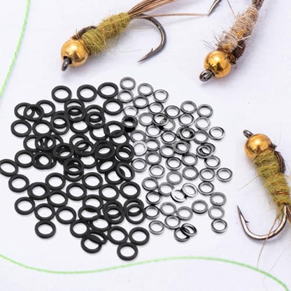 Pndeyo Fly Fishing Tippet Rings, Solid Tippet Connectors, Stainless Steel Freshwater Fishing Line Leaders - size: 60pcs 2mm/2.5mm