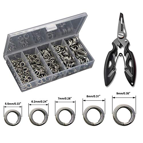GREATFISHING 200PCS High Strength Heavy Stainless Steel Split Ring Lure Connector Swivels Snap with Fishing Pliers 30lb to 120lb Test - color: 200pc X-strong Ring With Plier