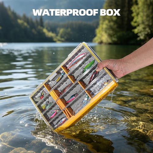 RUNCL 3700 Standard Fishing Tackle Box, Waterproof Floating Lure Storage Box with Adjustable Dividers, Clear Rust-Proof Utility Tray for Terminal Tackle, Hooks and Sinkers - color: 3700 Standard