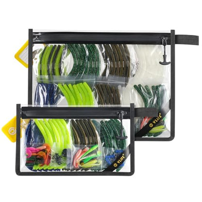 CVLIFE 2-Pack Soft Plastic Tackle Storage Bag, Water-Resistant Fishing Bait Storage Bag with Webbing Handle & Removable ID Card, Fits 3600 and 3700 Tackle Boxes, Saltwater Lure Gear Storage