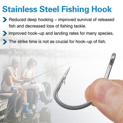Saltwater Fishing Hooks,50PCS Stainless Steel Live Bait Forged Short Shank Hooks O'shaughnessy in-line Circle Hooks Jig Catfish Hook Size 1# - 5/0 - size: 2/0 - 50 Pack