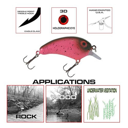 Crappie Magic Crankbait (2 Inch Crappie Lure) Made in the USA - color: Pink Eye