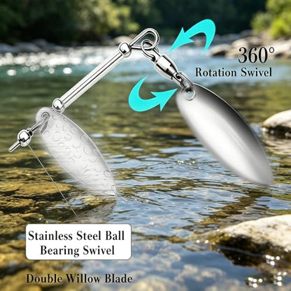 Keenjorika Spinnerbaits Fishing Lure, 3-Pack Swim Jig Fishing Spinner Baits Kit for Freshwater and Saltwater, Buzzbait Swimbait for Bass Trout Walleye Crappie Salmon Pike - color: Yellow,Purple,Rose