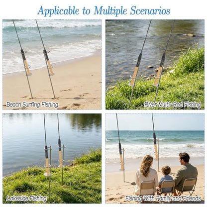 4 Pack 27in Metal Sand Spike Fishing Rod Holder for Surf Fishing for Beaches, Rivers and Sandy Beaches