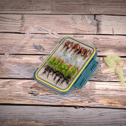 SF Large Waterproof Fly Box - Double Sided Clear Lid - Ice Fishing & Jig Head Tackle Box - Fly Flies (Dry, Wet, Nymph, Streamer) & Foam - style: Streamer Foam-Large