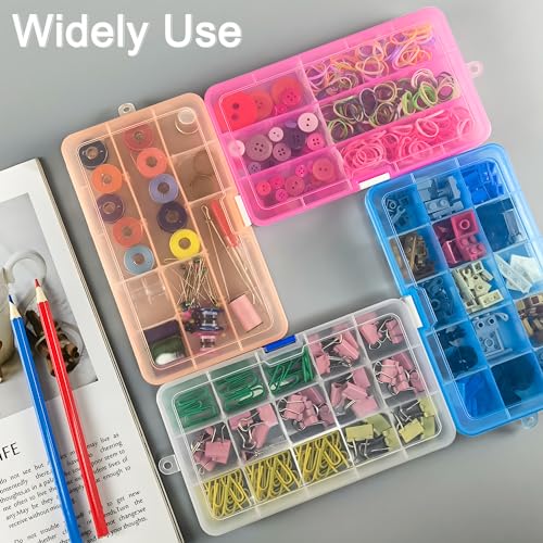 Qualsen 15 Girds Bead Organizer with Adjustable Dividers(4 Pack), Tackle Box Organizer and Small Plastic Organizer Box for Jewelry, Beads, Earrings, Crafts, Screws and Fishing Tackles Small Items - size: 15 Gird-4pcs