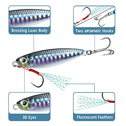 TRUSCEND Vibespinner Easy Catch Fishing Lures with BKK Hooks, Tail Spinner Baits with 4 Actions, Vibrating Swimming Flashing & Jigging for More Bites, Spoon Lures for Bass Trout Crappie Walleye Pike - color: D1-0.53oz-2.2"