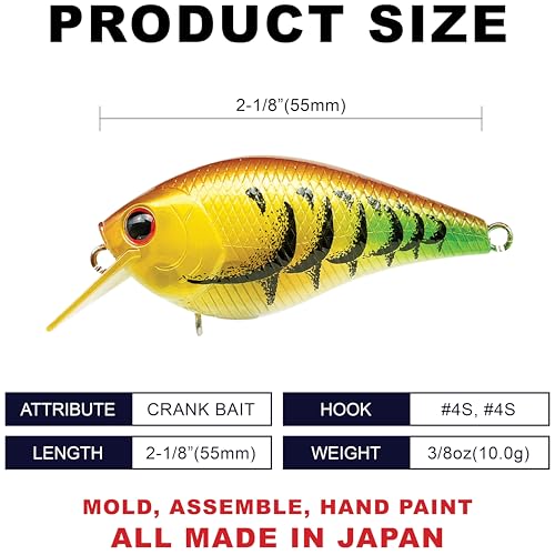 Lucky CRAF LC 1.0, Silent, Crankbait, Squarebill, Freshwater Fishing Gear, Tournament Winning, Champion Bait, Fishing Accessories, Fishing Tackle - color: 517 All Table Rock Craw