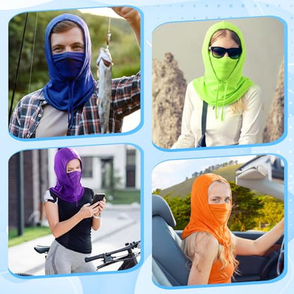 Patelai 6 Pcs Summer Balaclava UV Face Mask Sun Protection Cooling Hood Full Head Face Cover for Women Men Cycling Fishing - color: Bright