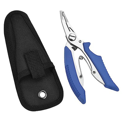 SEIWEI Fishing Pliers Scissors Braid Cutters Stainless Split Ring Pliers Hook Remover Steel Fishing Line Cutting Tool for Saltwater Freshwater (Blue) - color: Blue