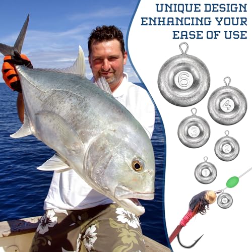 24 Pieces Fishing Disc Sinkers Weights Disc Sinker Fishing Sinkers Weights for Saltwater Catfishing Trolling Surf Tackle - size: 1 oz, 2 oz, 3 oz, 4 oz, 6 oz