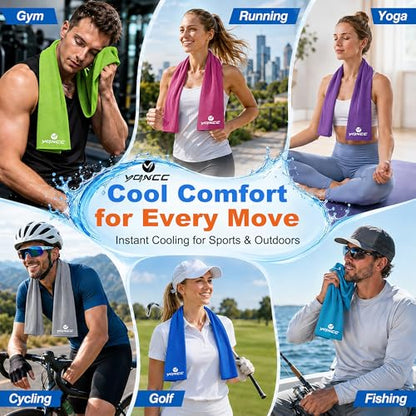 YQXCC 4 Pack Cooling Towels (47"x12"), Ice Cool Neck Towel, Soft Breathable Microfiber for Yoga, Golf, Gym, Running, Camping & Hot Weather - color: Light Blue/Pink/Light Gray/Dark Gray