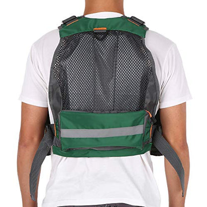 Lixada Fly Fishing Vest Fishing Jacket Breathable Polyester Mesh Design Fishing Vest - color: Dark Green