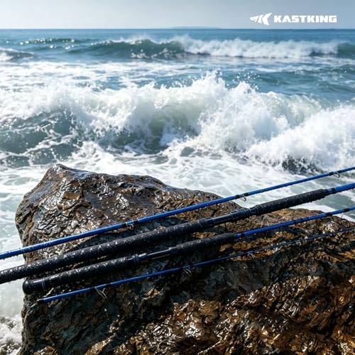 KastKing Kapstan Saltwater Spinning Rod, Boat & Surf Fishing Rod, Lightweight S-Curve Graphite Blanks, Stainless-Steel Double-Foot Guides, Aluminum/Graphite Locking Reel Seat, 2-Piece PTS Rod - style: Spin-9'0"-m-mf