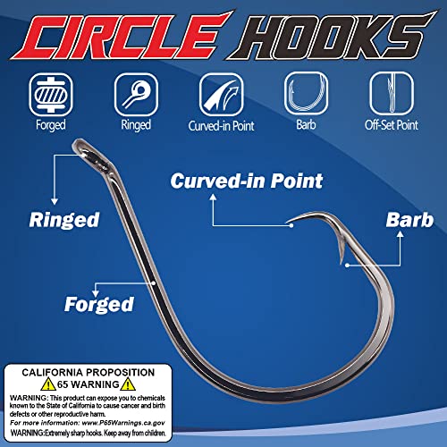 XFISHMAN Circle-Hooks-Fishing-Equipment-Octopus-Hooks-Saltwater-50 Pack #1 –12/0 - color: Black, size: 3/0 50-Pack