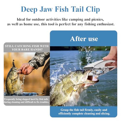 Fish Fillet Cutting Cleaning Tool: Fish Lip Gripper, Deep-Jaw Fish Fillet Clamp for Fish Cleaning Table, Grasp the Tail of The Fish Firmly, Stainless Steel Fish Tail Clip for Fish Measuring Board