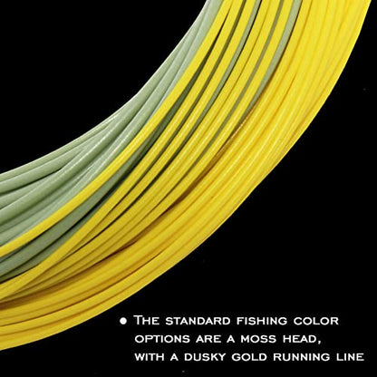 Gold Fly Line 90FT Weight Forward Floating 2 3 4 5 6 7 8 9WT Fly Fishing Line - color: MOSS GREEN + FLUO YELLOW, size: WF7F-100FT