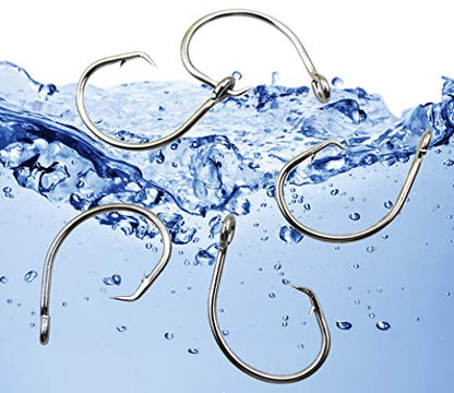 Fishing Hooks Saltwater Fishing Tuna Circle Hooks 2X Extra Strong Stainless Steel Big Game Fishing Hooks for Tuna Swordfish Shark - size: 6/0-25pcs