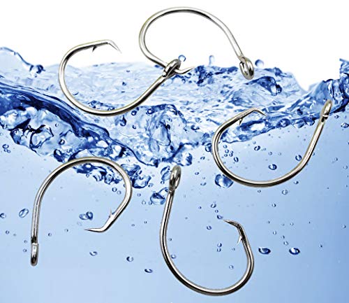 Fishing Hooks Saltwater Fishing Tuna Circle Hooks 2X Extra Strong Stainless Steel Big Game Fishing Hooks for Tuna Swordfish Shark - size: 12/0-25pcs