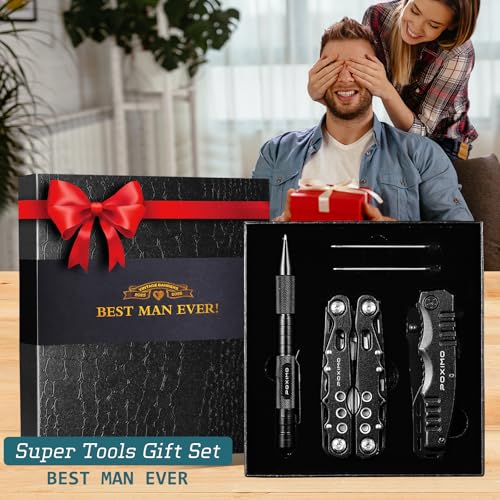 Multitool Gift Set for Men Dad Him, 3-in-1 EDC Survival Kit with 14 in1 Multi-Pliers, Pocket Knife & Tactical Pen | Premium Military-Grade Multi Tools for Camping, Car, Father’s Day, Dad Gifts - style: MEN GIFTS