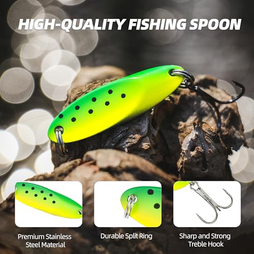 Jigging Spoon Fishing Lures, Slant Cut Metal Spoon with Glow, High Flash, Sharp Treble Hooks, Precision Wobble for Bass, Trout, Pike & Walleye - color: 6PCS, size: 3/4oz