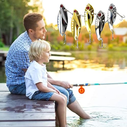 5PCS/10PCS Fishing Lures, Metal VIB Hard Blade Baits, Spinner Spoon Metal Fishing Spoon Crankbaits Swimbaits for Trout Walleye Crappie - color: B-5PCS