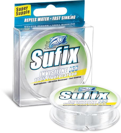 Sufix InvisiLine Ice Fluorocarbon Fishing Line, Virtually Invisible, Low-Stretch Ice Fishing Line for Superior Sensitivity and Cold-Weather Durability, 8 LB, Clear