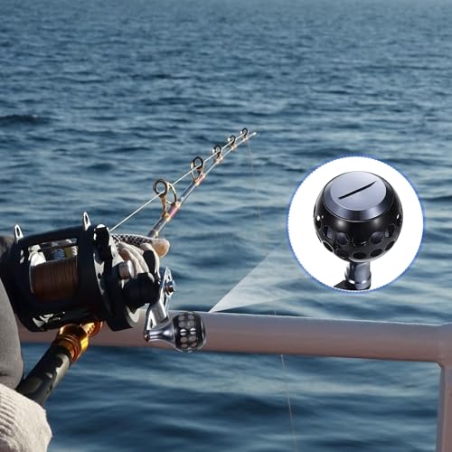Baitcasting Power Handle, Metal Round Fishing Reel Rocker Handle Knob Replacement Parts - color: Black