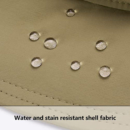 BASSDASH UPF 50+ Sun Fishing Hat Water Resistant with Detachable Neck Flap - color: Dark Khaki