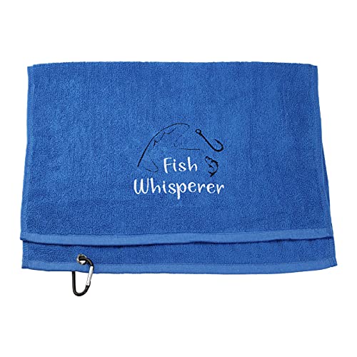 PXTIDY Fish Whisperer Funny Fishing Towel Fisherman Gift Fishing Retirement Gift Fishing Lure Hook Print Embroidered Towel (Sport)