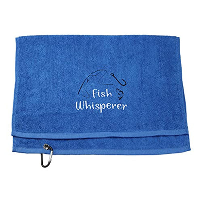 PXTIDY Fish Whisperer Funny Fishing Towel Fisherman Gift Fishing Retirement Gift Fishing Lure Hook Print Embroidered Towel (Sport)