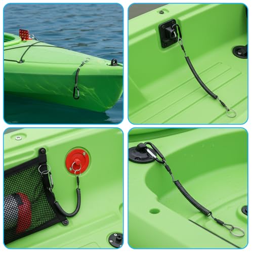 8 Pcs Retractable Safety Coiled Lanyard Heavy Duty Fishing Lanyard with Carabiner Kayak Retractable Tool Leash Keychain Fishing Rod Safety Lanyards for Fish Equipment Keys Cards Tools