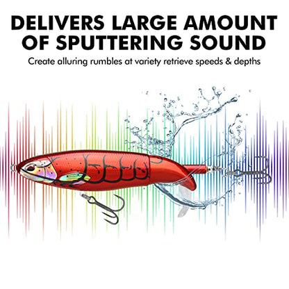 TRUSCEND Popobait Easy Catch Fishing Lures with BKK Hooks, Instant Startup, Longer Cast, Balanced Spray/Sound/Swim, Plopper Topwater Lures for Bass, Trout, Pike, Walleye, Freshwater Saltwater Fishing - color: D4-4.3-5.5",0.56-1.3oz