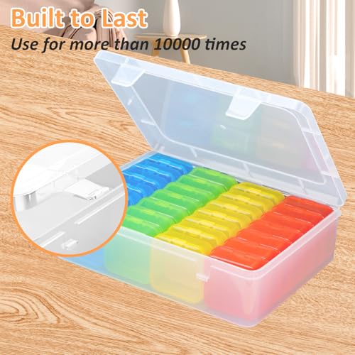 Mathtoxyz Bead Organizer Box(Red,Yellow,Blue,Green), Small Bead Organizers and Storage Plastic Cases Mini Clear Containers Boxes with Hinged Lid for Bracelet Making DIY Jewelry Craft