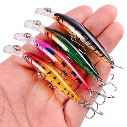 Aorace Fishing Lures Kit Mixed Including Minnow Popper Crank Baits with Hooks for Saltwater Freshwater Trout Bass Salmon Fishing - color: Item-F 84pcs