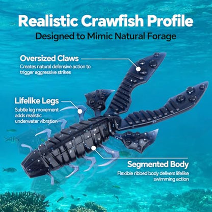 Crawfish Lure 5.5", Soft Plastic Crawdad Creature Bait with Rattles, Weedless Bass Fishing Lure, Realistic Fishing Lures for Freshwater & Saltwater, 3 Pack Red Green Blue - color: Red, Blue, Green (box)