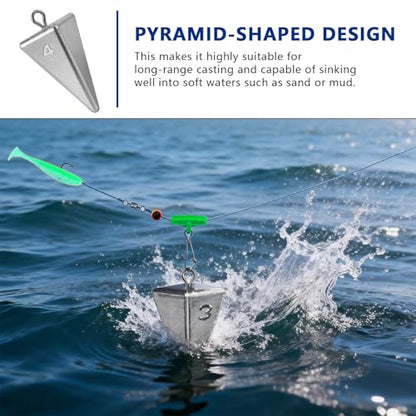 Pyramid Sinkers Fishing Weights Sinkers, Saltwater Fishing Weights Assortment Pyramid Weights for Surf Fishing - size: 3oz-10pcs