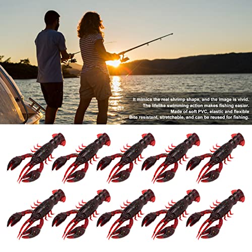 10pcs Crawfish Soft Lure Fishing Lure Crawdad Bait PVC Shrimp Artificial Soft Lure Baits for Bass Fishing Crayfish Baits Swimbait - color: Sauce red