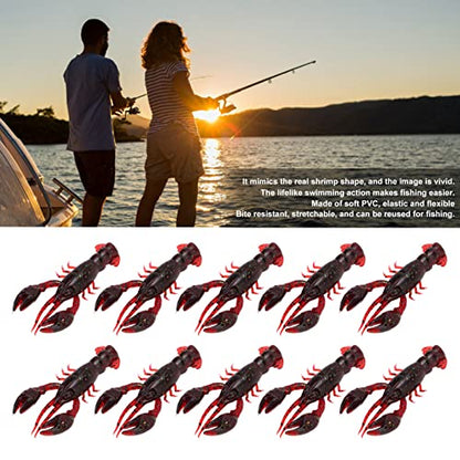10pcs Crawfish Soft Lure Fishing Lure Crawdad Bait PVC Shrimp Artificial Soft Lure Baits for Bass Fishing Crayfish Baits Swimbait - color: Sauce red