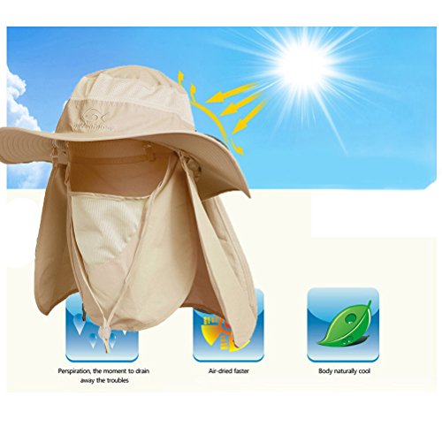 DDYOUTDOOR™ 07-281 Fashion Summer Outdoor Sun Protection Fishing Cap Neck Face Flap Hat Wide Brim - color: Khaki