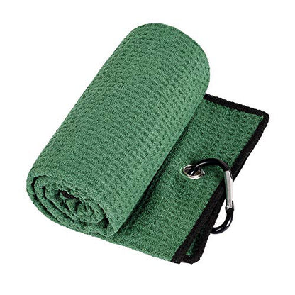 Mile High Life Microfiber Waffle Pattern Golf Towel | Club Groove Cleaner Brush | Foldable Divot Tool with Magnetic Ball Marker (Green Towel/Brush/Bone Divot) - color: Green Towel/Brush/Bone Divot