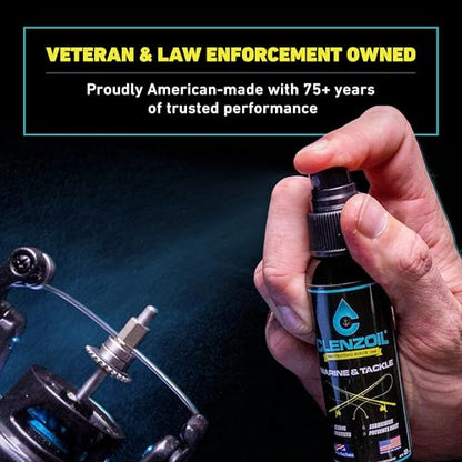 CLENZOIL Marine & Tackle - Fishing Gear Oil Lubricant - for Fish Care Reels, Boat Motors, Downriggers & More - Easily Oils Applicator - size: 2 x 2 oz Pump Sprayer