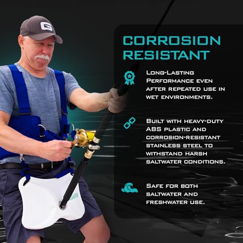 GAFFER SPORTFISHING Adjustable Fishing Belt & Shoulder Harness - Safety Buckle with Foam-Padded Straps Fish Rod Holder - color: Shoulder Harness - Blue