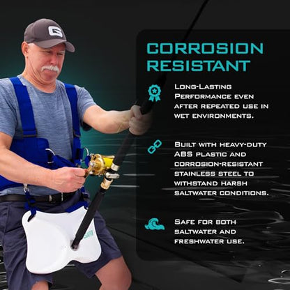 GAFFER SPORTFISHING Adjustable Fishing Belt & Shoulder Harness - Safety Buckle with Foam-Padded Straps Fish Rod Holder - color: Shoulder Harness - Blue