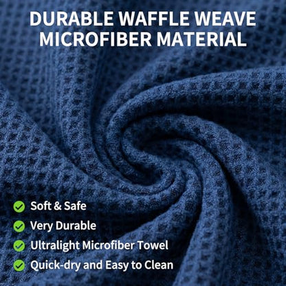 Fishing Towel with Clip,16" X 16",Waffle Pattern Effective Cleaning of Fishing Gear Accessories,Microfiber Absorbent Camping Towel for Men,Hiking Towel,Golf Towel,Pack of 3 (Black/Grey/Blue) - color: Black/Grey/Blue