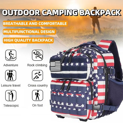 9L Mini Tactical Backpack for Men and Women Tactical Backpack Small for Hiking Small Tactical Bag Fitness Pack - color: Striped Flag