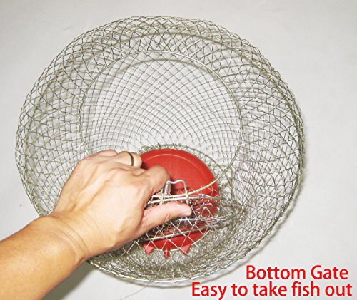 KUFA Floatable Galvanized Steel Wire Fish Basket - color: Red, size: Large (15"x20"H)