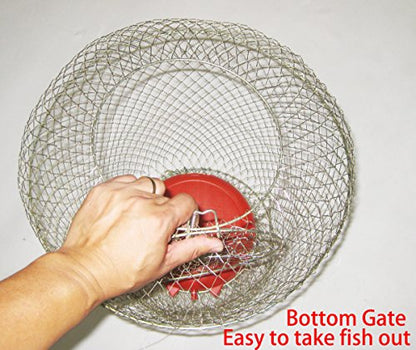KUFA Floatable Galvanized Steel Wire Fish Basket - color: Red, size: Large (15"x20"H)
