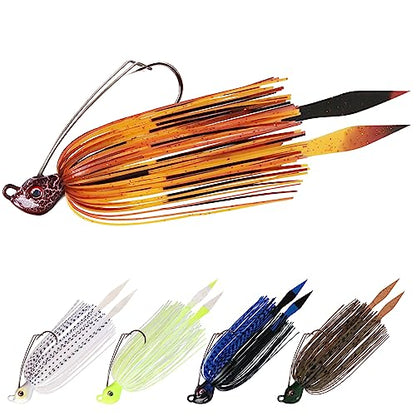 TRUSCEND Jigs Fishing Lures with Ultra Smooth Teflon Hook, Tour Grade Titanium Weed Guard Swim Jigs, Valuable Weedless Skirted Jig, Well-Made Lures for Crappie Bass Trout, Freshwater Fishing Gear - color: A-1/4oz