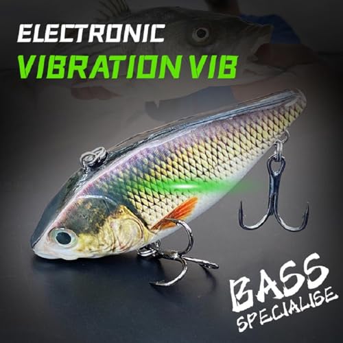 HADORAM Electric Twitching Jerkbait USB Rechargeable LED Lighted Wobbler Luminous Vibrating Minnow Bait, Long Casting Flashing Bass Fishing Lures for Freshwater Saltwater - color: Electronic VIB-Color 379
